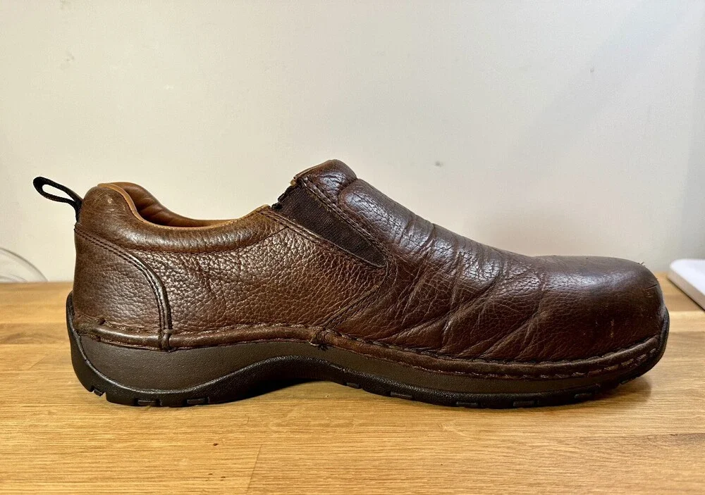 Red Wing 6702 Slip On Aluminum Toe Shoes Sz 10 D Brown Leather Slip Resistant